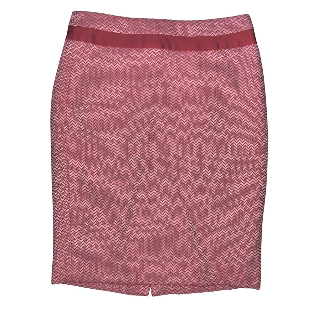 The‎ Limited Orange & White Chevron Jacquard Pencil Skirt Career Business